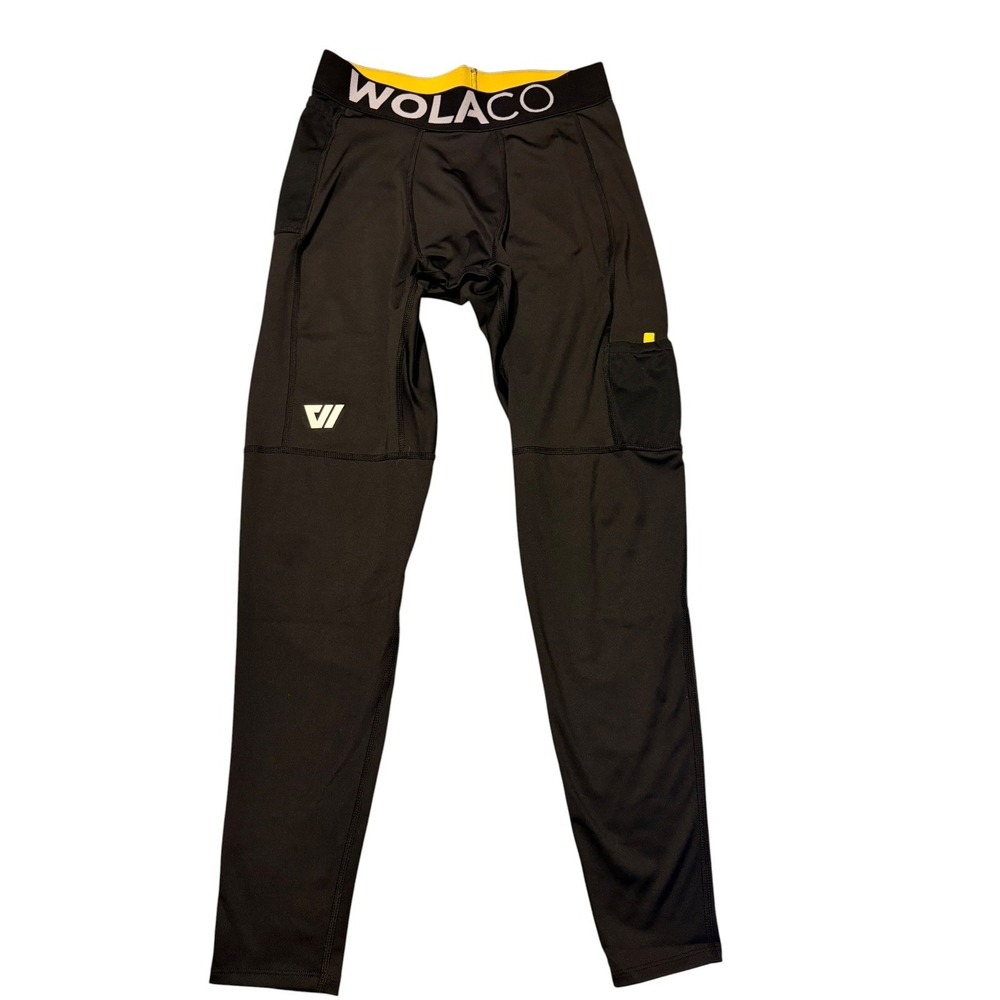 Wolaco Pants Mens Large Black Tights Athletic Stretch Training Running